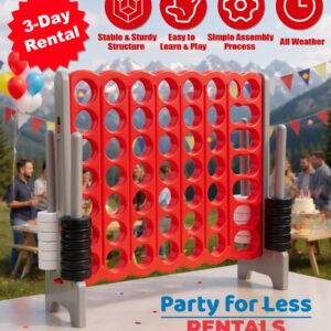 Party For Less Rentals giant 4-in-a-row jumbo connect four game at outdoor party in Aurora Denver Colorado