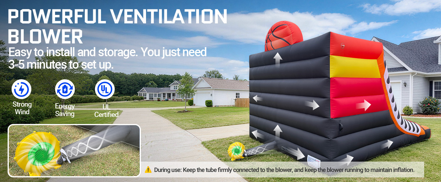 Powerful Blower & Fast Setup – Inflatable Basketball Hoop Shoot Game | Party For Less Rentals Aurora Denver CO Party For Less Rentals inflatable basketball hoop shoot game powerful ventilation blower for fast 3-5 minute setup in Aurora Denver Colorado