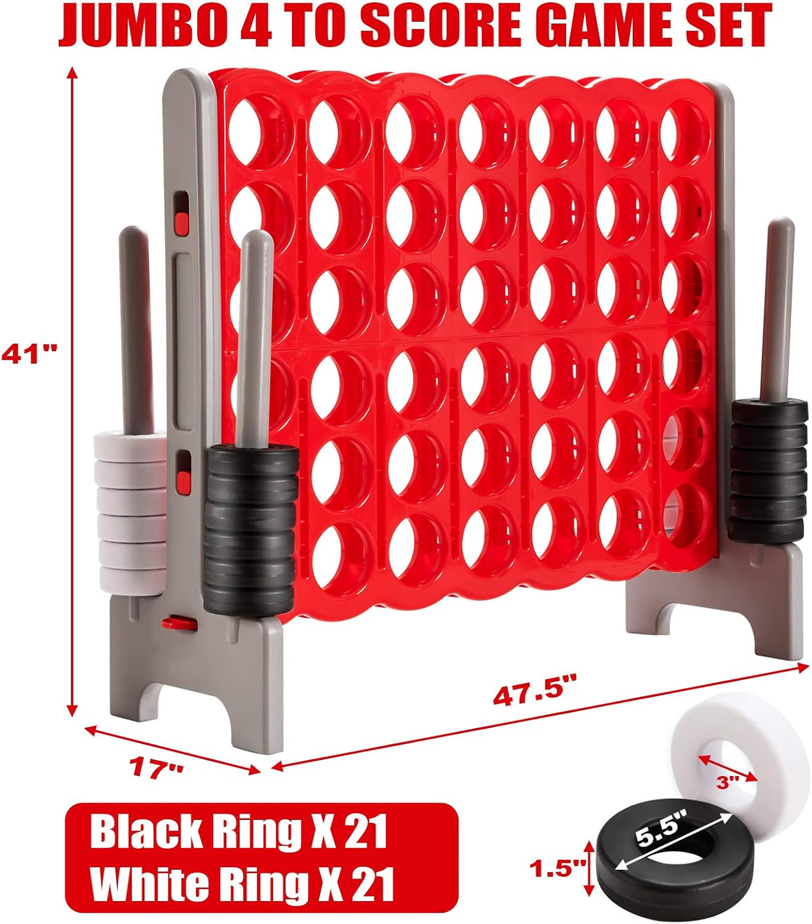 Jumbo 4-to-Score Giant Game Dimensions & Specs | Party For Less Rentals Aurora Denver CO Party For Less Rentals jumbo 4-to-score giant game dimensions and rings Aurora Denver Colorado