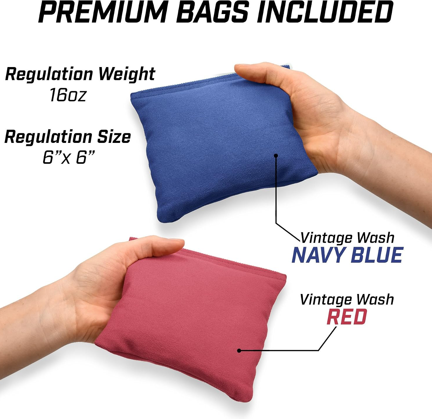 Premium 16oz Regulation Cornhole Bags | Party For Less Rentals Aurora Denver CO Party For Less Rentals premium regulation cornhole bean bags navy blue and red Aurora Denver Colorado