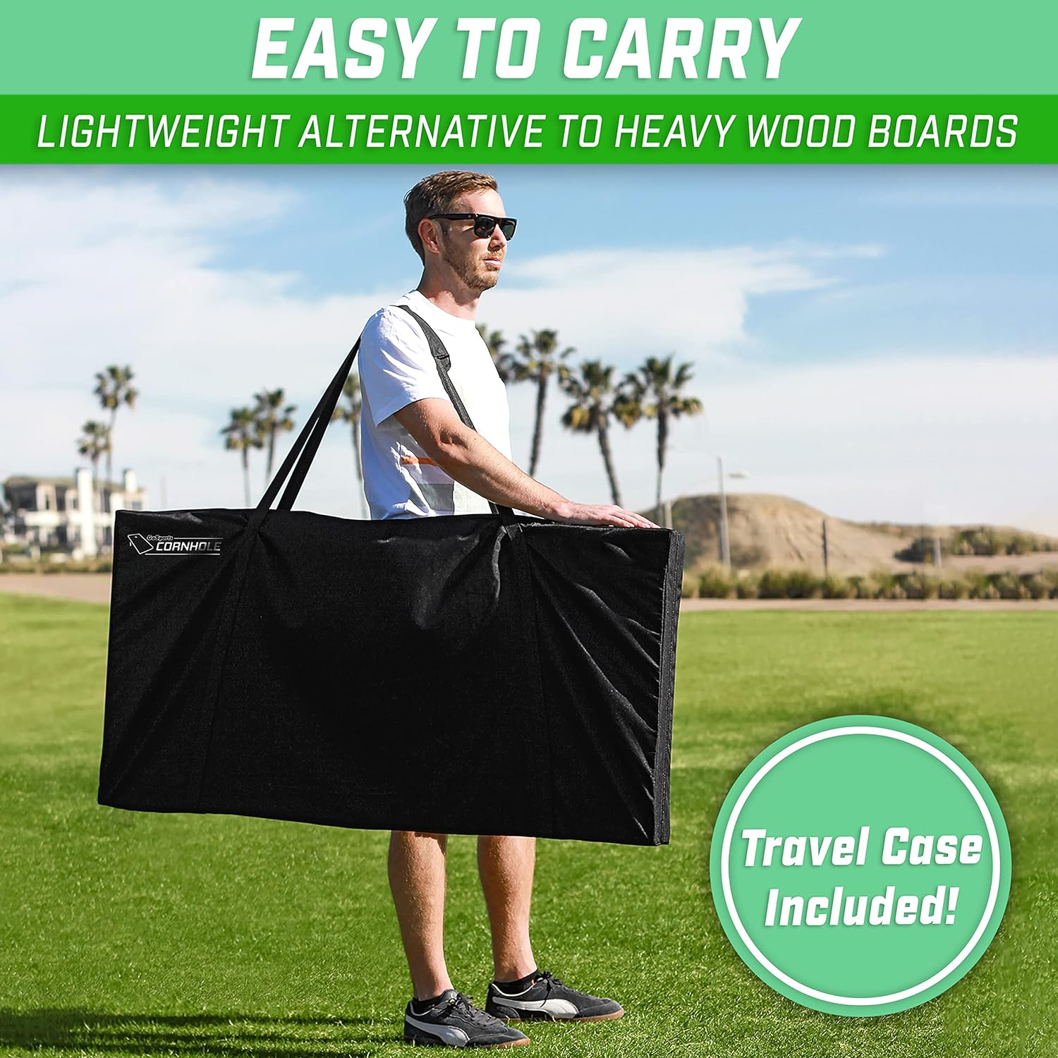 Lightweight Cornhole Set with Travel Case | Party For Less Rentals Aurora Denver CO Party For Less Rentals classic cornhole set lightweight travel case easy to carry Aurora Denver Colorado