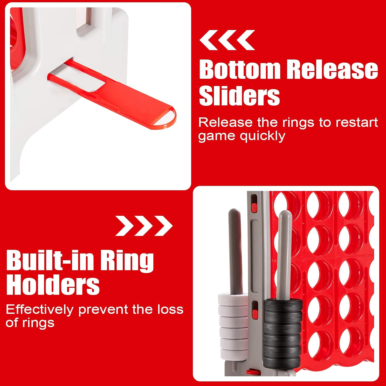 Giant 4-in-A-Row Game with Quick Release & Ring Holders | Party For Less Rentals Aurora Denver CO Party For Less Rentals giant 4-in-a-row game bottom release sliders and built-in ring holders Aurora Denver Colorado