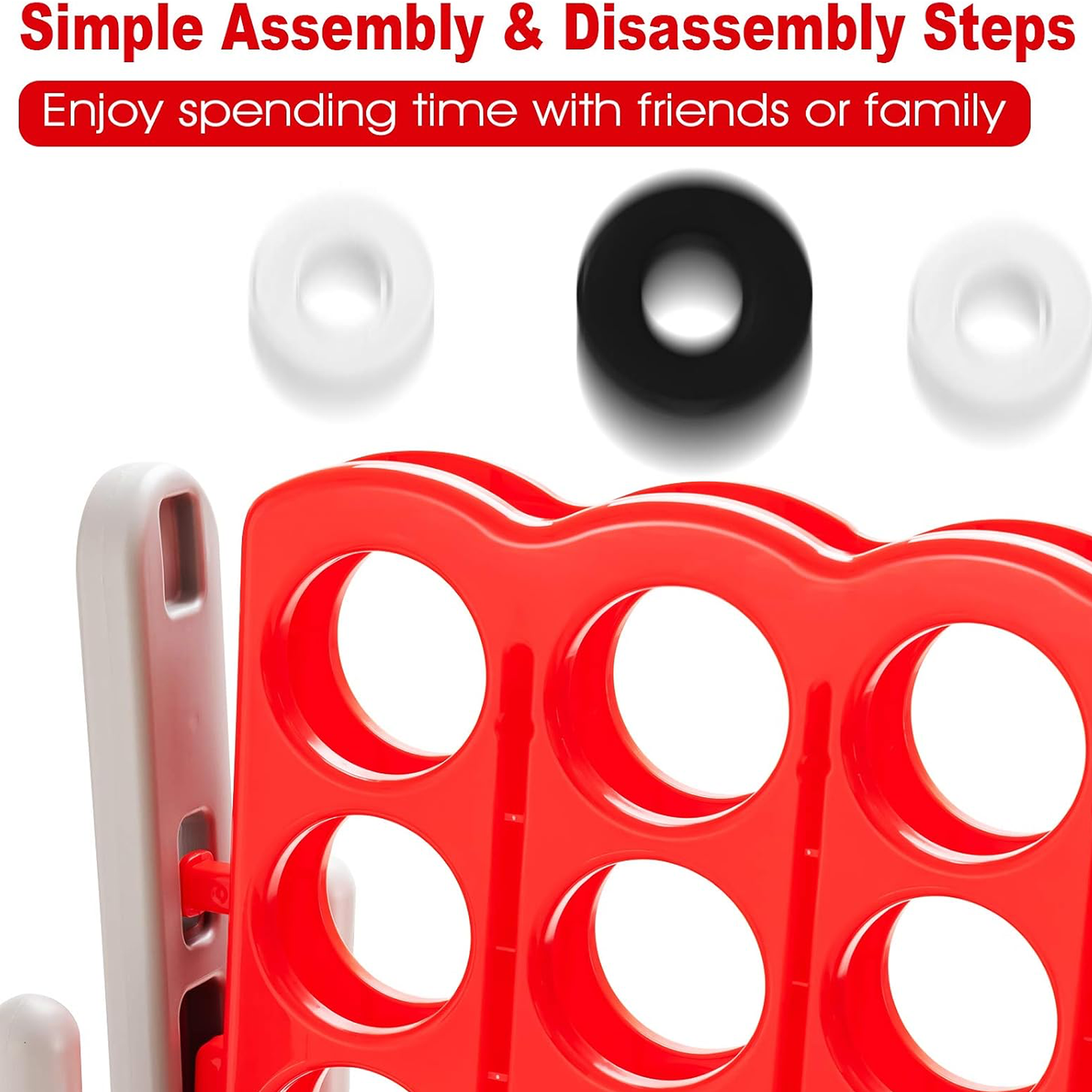 Easy Assembly Giant 4-in-A-Row Game Rental | Party For Less Rentals Aurora Denver CO Party For Less Rentals giant 4-in-a-row jumbo game simple assembly and disassembly Aurora Denver Colorado