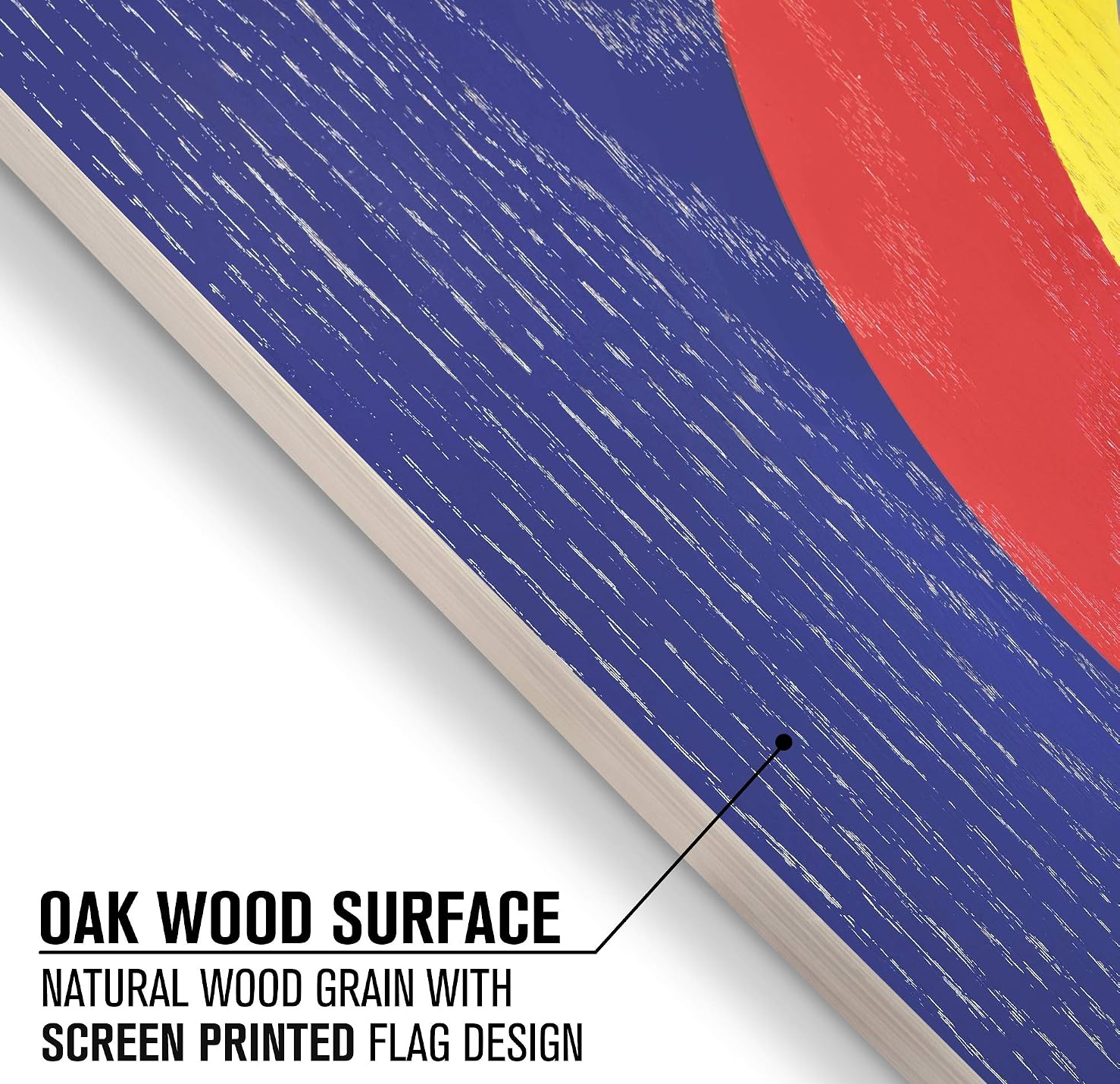 Solid Oak Wood Cornhole Boards with Natural Grain | Party For Less Rentals Aurora Denver CO Party For Less Rentals solid oak wood cornhole board surface with Colorado flag design Aurora Denver Colorado